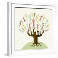 Embrace Diversity Tree-cienpies-Framed Art Print