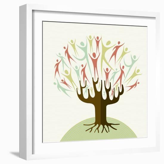 Embrace Diversity Tree-cienpies-Framed Art Print