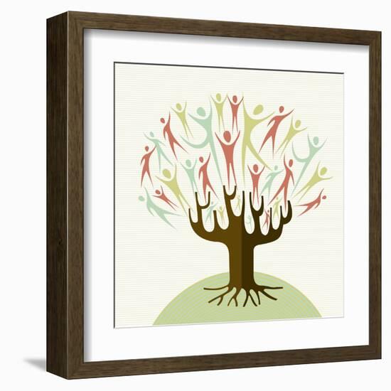 Embrace Diversity Tree-cienpies-Framed Art Print