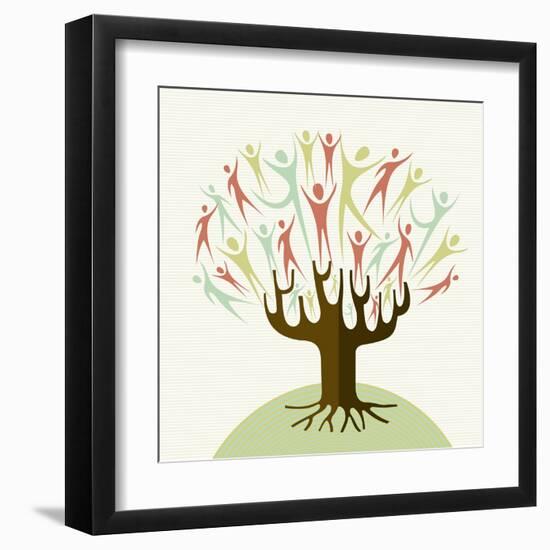 Embrace Diversity Tree-cienpies-Framed Art Print