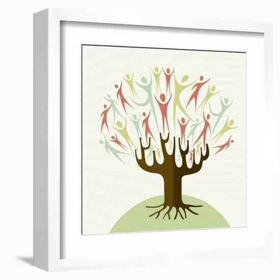 Embrace Diversity Tree-cienpies-Framed Art Print