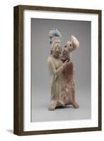 Embracing Couple (Terracotta with Pigments)-Mayan-Framed Giclee Print