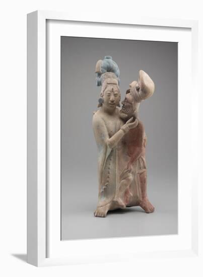 Embracing Couple (Terracotta with Pigments)-Mayan-Framed Giclee Print