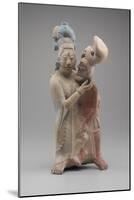 Embracing Couple (Terracotta with Pigments)-Mayan-Mounted Giclee Print