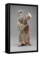 Embracing Couple (Terracotta with Pigments)-Mayan-Framed Stretched Canvas