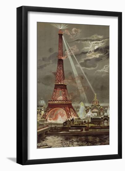 Embrasement de la Tour Eiffel pendant l'Exposition Universelle de 1889-Georges Garen-Framed Premium Giclee Print