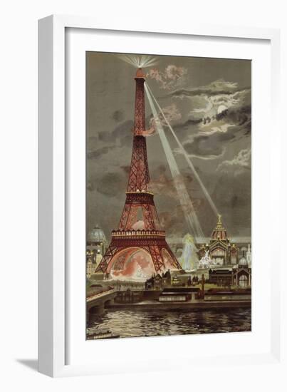 Embrasement de la Tour Eiffel pendant l'Exposition Universelle de 1889-Georges Garen-Framed Giclee Print