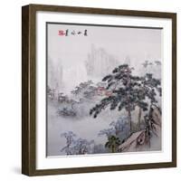 Embroidered and Painted Chinese Landscape 20th Century-null-Framed Giclee Print