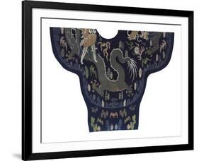 Embroidered Silk Robe with Blue Dragons-Oriental School -Framed Premium Giclee Print