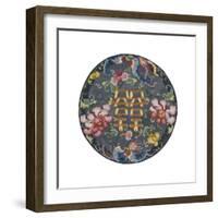 Embroidered Silk, with Double Happiness Roundal-Oriental School -Framed Premium Giclee Print