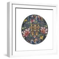 Embroidered Silk, with Double Happiness Roundal-Oriental School -Framed Premium Giclee Print