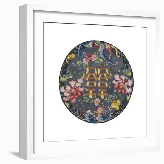 Embroidered Silk, with Double Happiness Roundal-Oriental School -Framed Premium Giclee Print