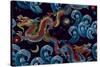 Embroidery Chinese Dragons and Sea Wave Seamless Pattern. Classical Embroidery Asian Sea Dragons An-Matriyoshka-Stretched Canvas