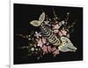 Embroidery Fish Bone and Blossoming Cherryflowers, Gothic Art Background. Embroidery Skeleton of Fi-matrioshka-Framed Art Print