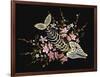 Embroidery Fish Bone and Blossoming Cherryflowers, Gothic Art Background. Embroidery Skeleton of Fi-matrioshka-Framed Art Print