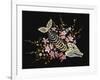 Embroidery Fish Bone and Blossoming Cherryflowers, Gothic Art Background. Embroidery Skeleton of Fi-matrioshka-Framed Art Print