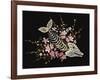 Embroidery Fish Bone and Blossoming Cherryflowers, Gothic Art Background. Embroidery Skeleton of Fi-matrioshka-Framed Art Print