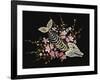 Embroidery Fish Bone and Blossoming Cherryflowers, Gothic Art Background. Embroidery Skeleton of Fi-matrioshka-Framed Art Print