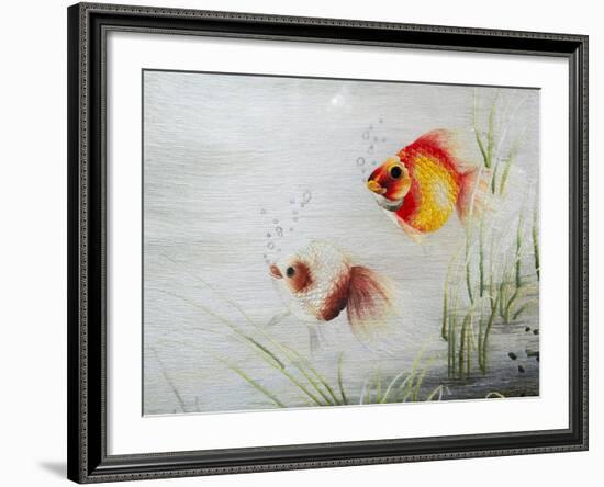 Embroidery Piece Depicting Gold Fish, Vietnam-Keren Su-Framed Photographic Print