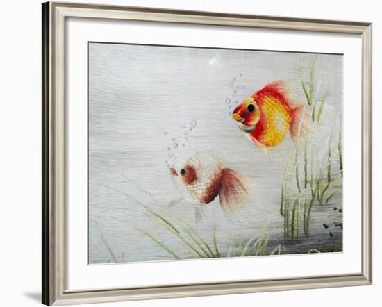 Embroidery Piece Depicting Gold Fish, Vietnam-Keren Su-Framed Photographic Print