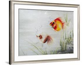 Embroidery Piece Depicting Gold Fish, Vietnam-Keren Su-Framed Photographic Print