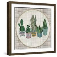 Embroidery Succulents, Cactus and Pots. Cactus Wall Art Embroidery Home Decor Cacti Succulents.-ImHope-Framed Art Print