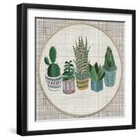 Embroidery Succulents, Cactus and Pots. Cactus Wall Art Embroidery Home Decor Cacti Succulents.-ImHope-Framed Art Print