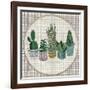 Embroidery Succulents, Cactus and Pots. Cactus Wall Art Embroidery Home Decor Cacti Succulents.-ImHope-Framed Art Print