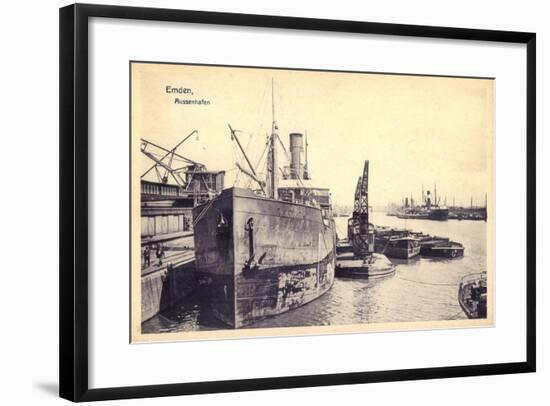 Emden, Blick Auf Den Außenhafen, Dampfer, Boote-null-Framed Giclee Print