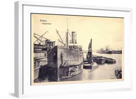 Emden, Blick Auf Den Außenhafen, Dampfer, Boote-null-Framed Giclee Print