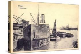 Emden, Blick Auf Den Außenhafen, Dampfer, Boote-null-Stretched Canvas