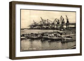 Emden, Blick Zum Neuen Hafen, Kräne, Schiffe-null-Framed Giclee Print