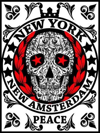 Skull New York Fun Man T Shirt Graphic Design