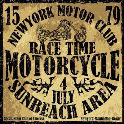 Vintage Motorbike Race Hand Drawing T-Shirt Printing