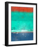 Emerald and Blue Abstract Study-Emma Moore-Framed Art Print