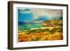 Emerald Bay - Artwork In Retro Painting Style-Maugli-l-Framed Art Print