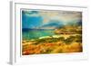 Emerald Bay - Artwork In Retro Painting Style-Maugli-l-Framed Art Print