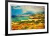 Emerald Bay - Artwork In Retro Painting Style-Maugli-l-Framed Art Print