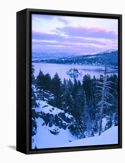 Emerald Bay State Park in Winter at Dusk, Lake Tahoe, California, USA-Scott T^ Smith-Framed Stretched Canvas