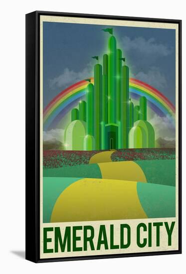 Emerald City Retro Travel Poster-null-Framed Stretched Canvas