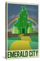 Emerald City Retro Travel Poster-null-Stretched Canvas