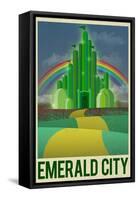 Emerald City Retro Travel Poster-null-Framed Stretched Canvas