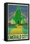 Emerald City Retro Travel Poster-null-Framed Stretched Canvas