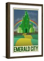 Emerald City Retro Travel Poster-null-Framed Art Print