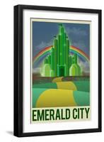 Emerald City Retro Travel Poster-null-Framed Art Print