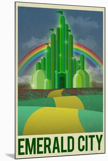 Emerald City Retro Travel-null-Mounted Art Print