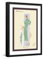 Emerald Dress for a Sunday Brunch-null-Framed Art Print