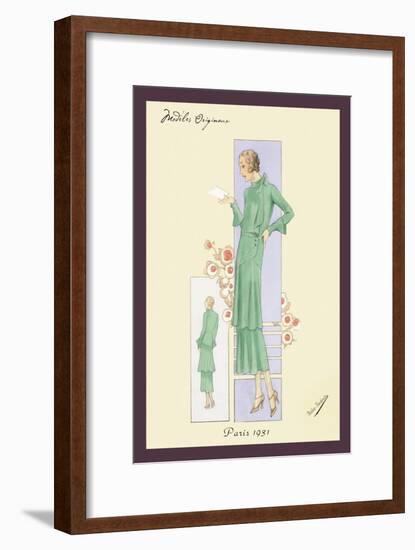 Emerald Dress for a Sunday Brunch-null-Framed Art Print