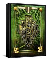 Emerald Green Chevron-Art Deco Designs-Framed Stretched Canvas