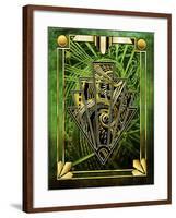 Emerald Green Chevron-Art Deco Designs-Framed Giclee Print